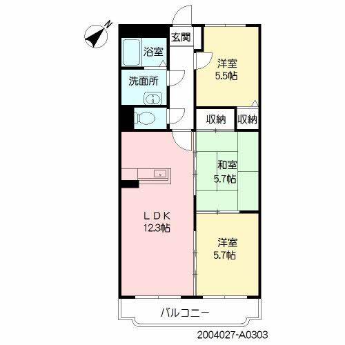 グランヒルズ永利(3LDK/3階)の間取り写真