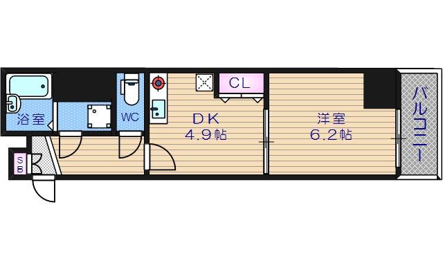 サムティ松屋町(1DK/9階)の間取り写真