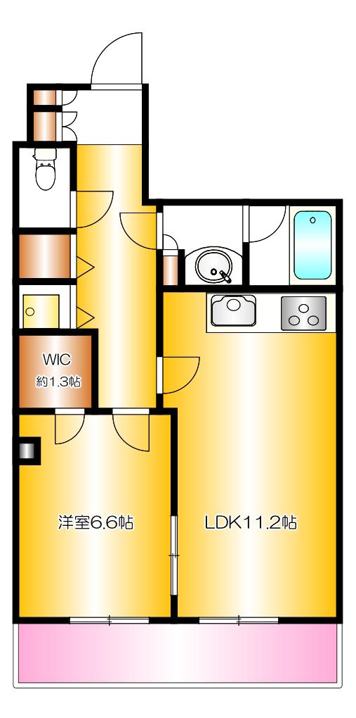 HARRAHS(1LDK/4階)の間取り写真