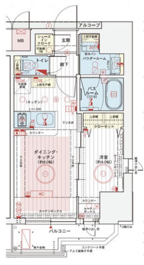 エステムコート大阪福島ルアーナ(1DK/9階)の間取り写真