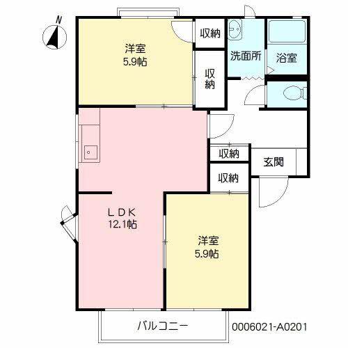 フレグランス常磐II(2LDK/2階)の間取り写真