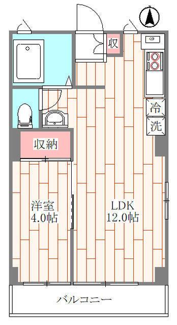 ソレイユ相模原(1LDK/4階)の間取り写真