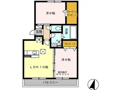 名鉄西尾線 桜井駅(愛知) 徒歩11分 3階建 築17年(2LDK/1階)の間取り写真