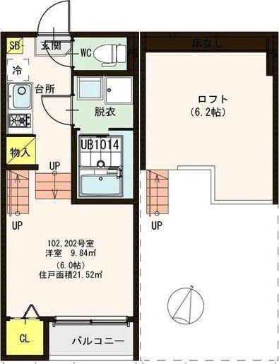 プレジール高砂(1K/1階)の間取り写真