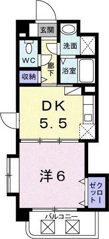 プレジール・S(1DK/4階)の間取り写真