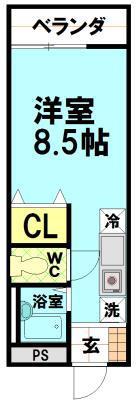 クリーク赤佐古(ワンルーム/1階)の間取り写真