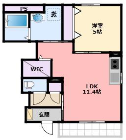 ルナテラス甲子園(1LDK/1階)の間取り写真