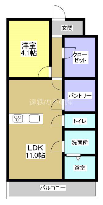 ELLE(1LDK/3階)の間取り写真