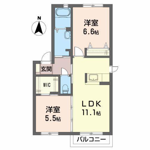 マノワール・デ・テクラA(2LDK/1階)の間取り写真