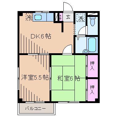 エステートピア日吉(2DK/1階)の間取り写真