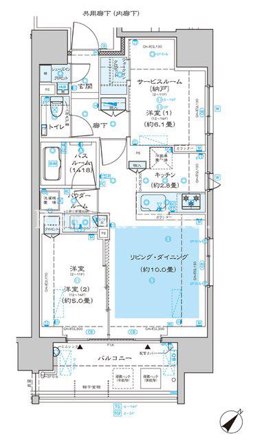 ディームス渋谷本町(2LDK/9階)の間取り写真