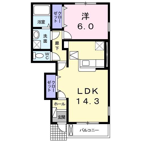 ポン・ピエール フレーズ(1LDK/1階)の間取り写真