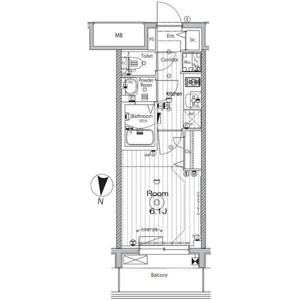 メイクス矢場町(1K/12階)の間取り写真