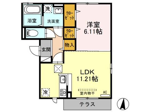 クオリティー西本町(1LDK/2階)の間取り写真