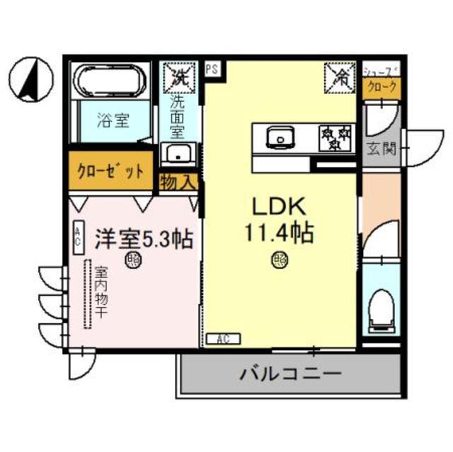 CLASHIST常磐町(1LDK/3階)の間取り写真