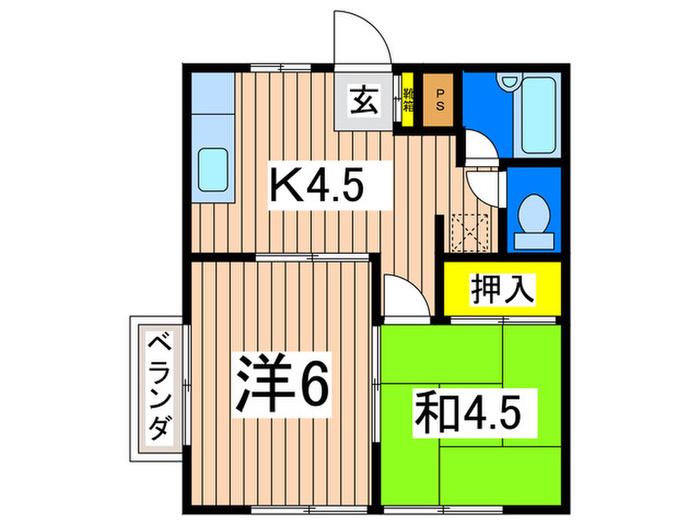 メゾン高部B(2K/2階)の間取り写真