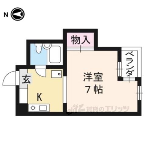 DOMUS出町(1K/4階)の間取り写真