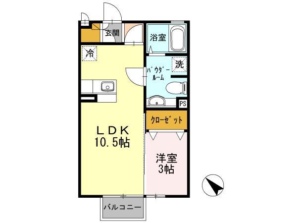 セジュールYAMAZAKI A・B(1LDK/2階)の間取り写真