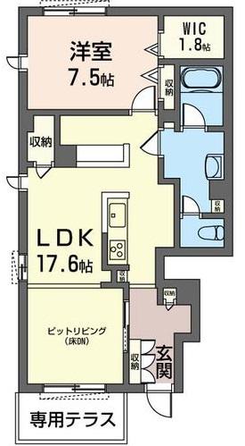 パインリーブルA(1LDK/1階)の間取り写真
