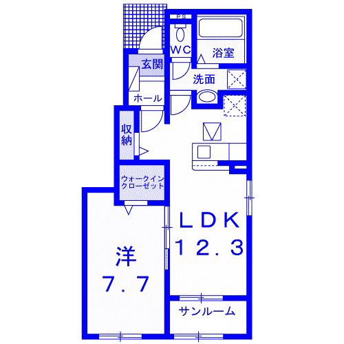 サージュV(1LDK/1階)の間取り写真