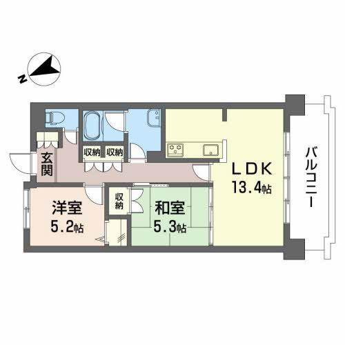 JMU久居社宅F棟 F(2LDK/2階)の間取り写真