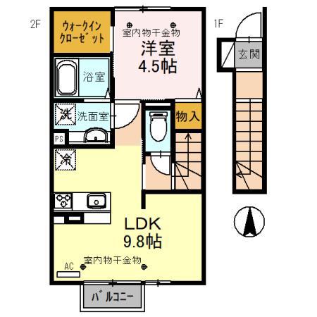 ソラティオ(1LDK/2階)の間取り写真