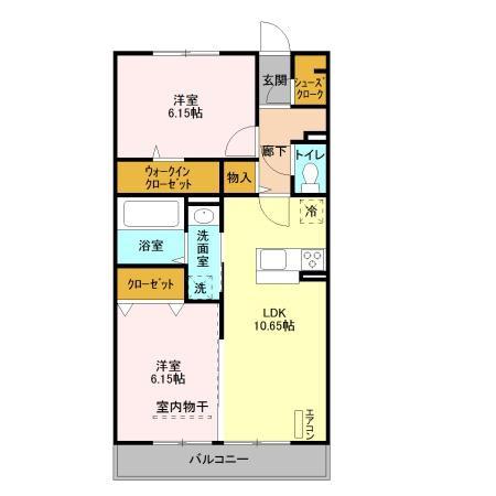 グランフラッツ幕張(2LDK/2階)の間取り写真