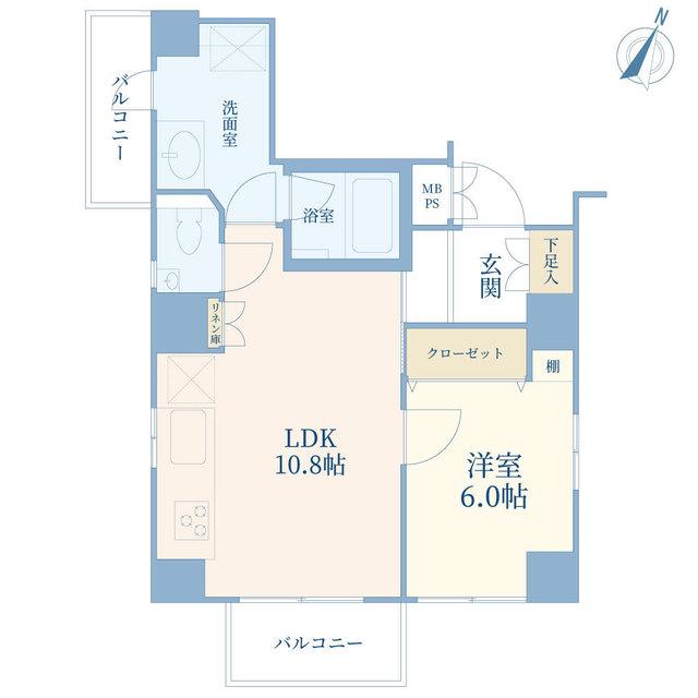 都営新宿線 岩本町駅 徒歩3分 10階建 築15年(1LDK/4階)の間取り写真
