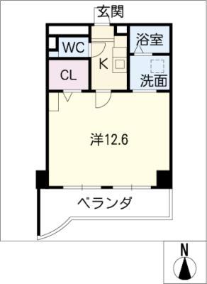 ハートヒルズ栄(1K/3階)の間取り写真