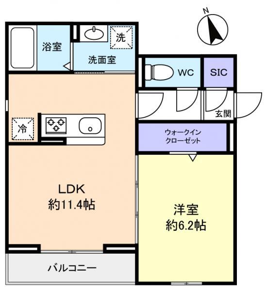 前原東2丁目PJ(1LDK/3階)の間取り写真