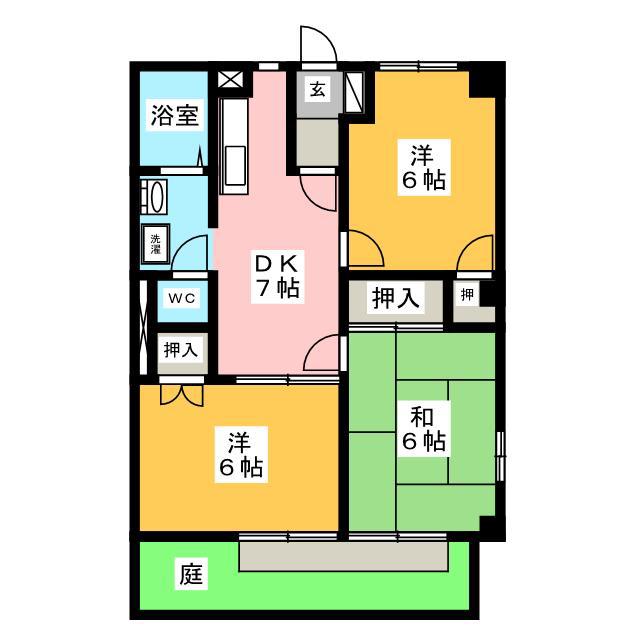 サンパレス江崎II(3DK/1階)の間取り写真