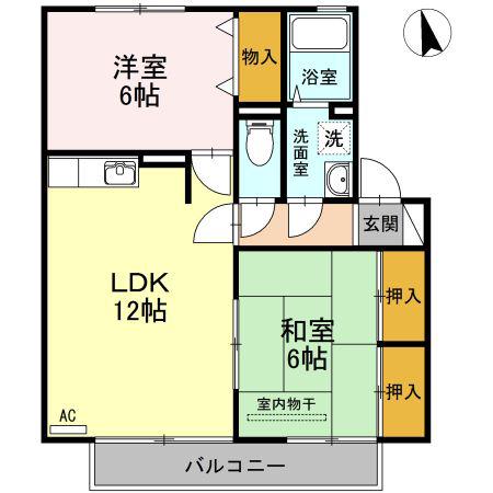 フルールメゾンB(2LDK/2階)の間取り写真
