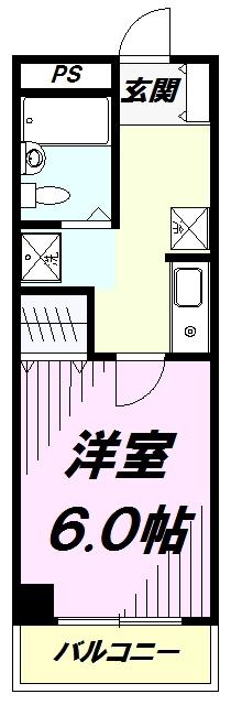 ウエストクリーク(1K/2階)の間取り写真