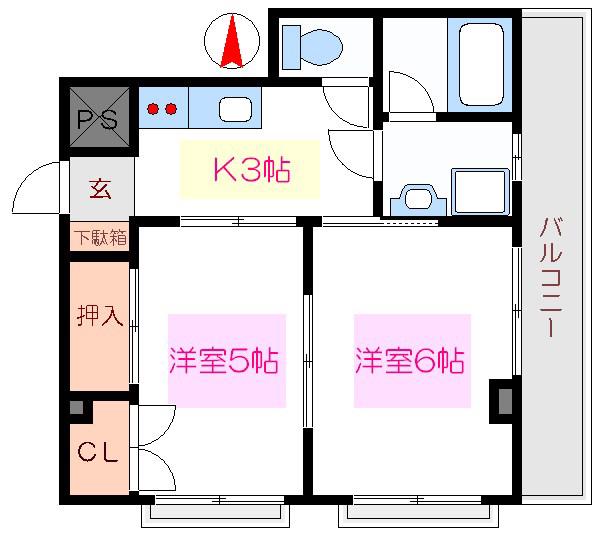 CHERRY PALACE(2K/6階)の間取り写真