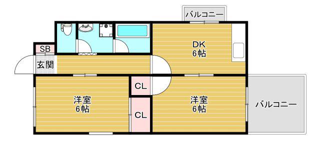 メゾン松園(2DK/2階)の間取り写真