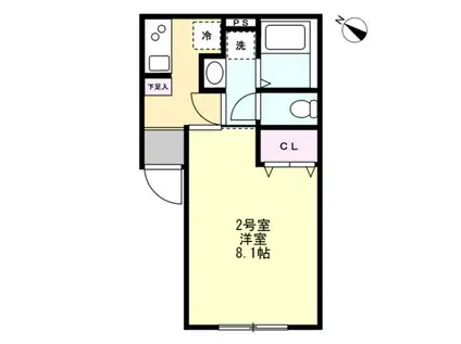 ベイルーム小田急相模原II(1K/2階)の間取り写真