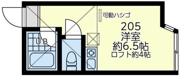 ユナイトKOKANラバーソウル(ワンルーム/2階)の間取り写真