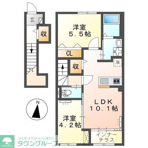 アンソレイユ(2LDK/2階)の間取り写真