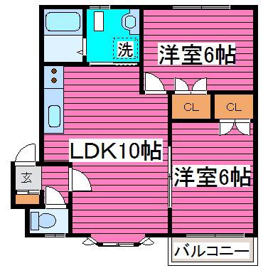 メゾンドルセ(2LDK/2階)の間取り写真