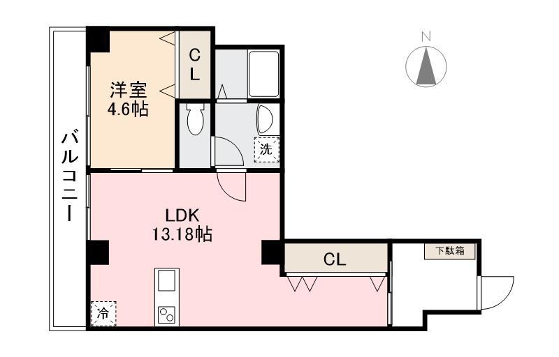 CALME(1LDK/6階)の間取り写真