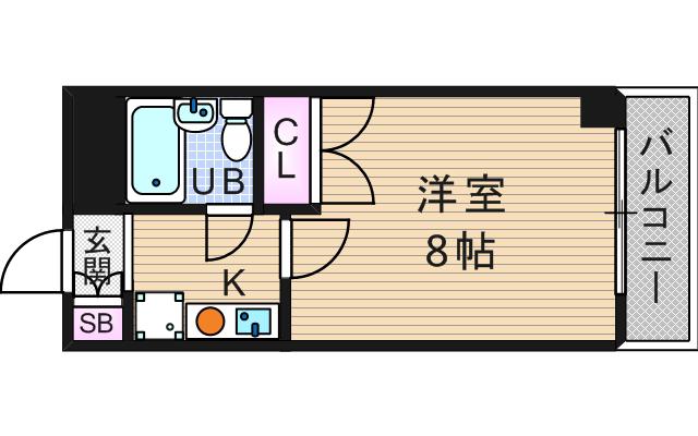 シャンクレール大国(1K/3階)の間取り写真