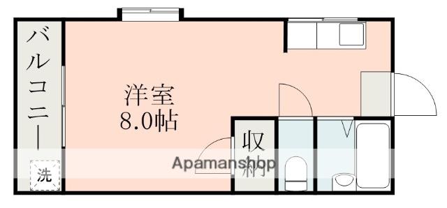 ビッグバーンズマンション新屋敷(ワンルーム/4階)の間取り写真