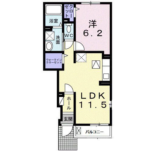 ＪＲ総武本線 佐倉駅 徒歩34分 2階建 築1年(1LDK/1階)の間取り写真