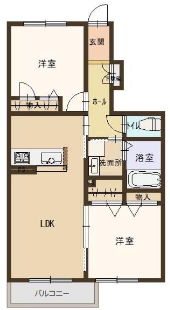メゾン梨川III(2LDK/1階)の間取り写真