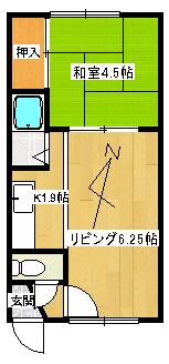 アーバンハイツB棟(1DK/1階)の間取り写真