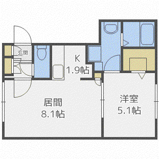 グランメール北40条B(1LDK/3階)の間取り写真