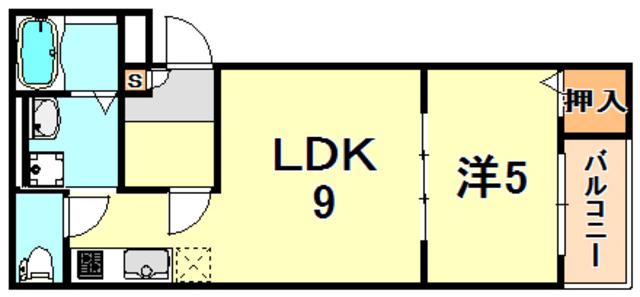 KOKORO(1LDK/1階)の間取り写真