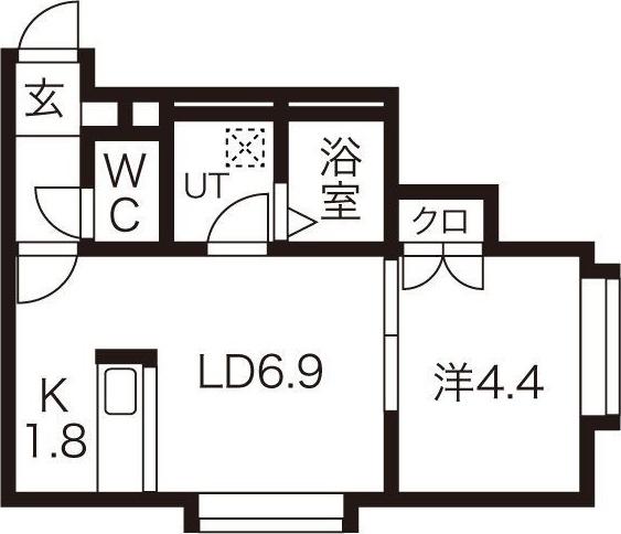ヴィラージュ手稲本町(1LDK/2階)の間取り写真