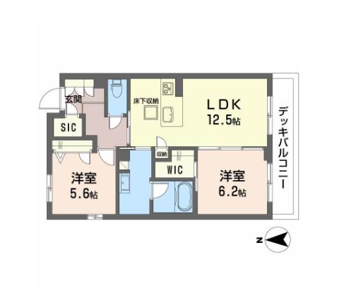 ラナ フェリーチェ桂(2LDK/1階)の間取り写真