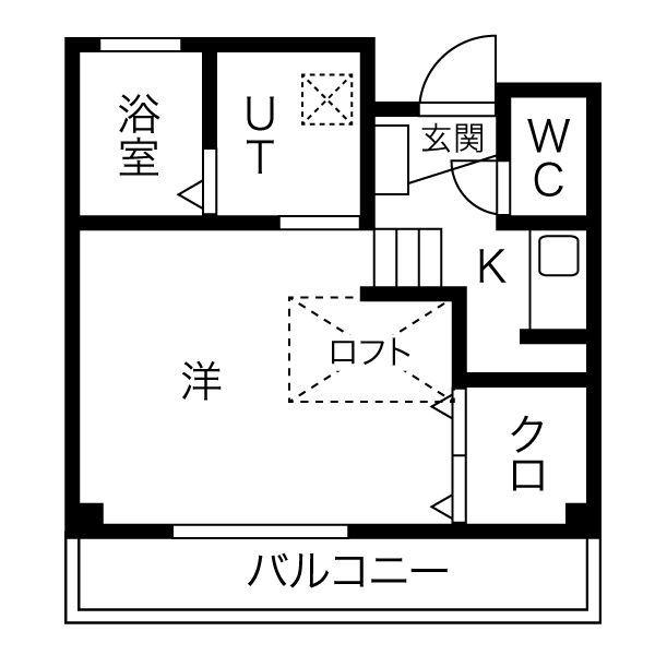 ブリッジゲート N(1K/2階)の間取り写真
